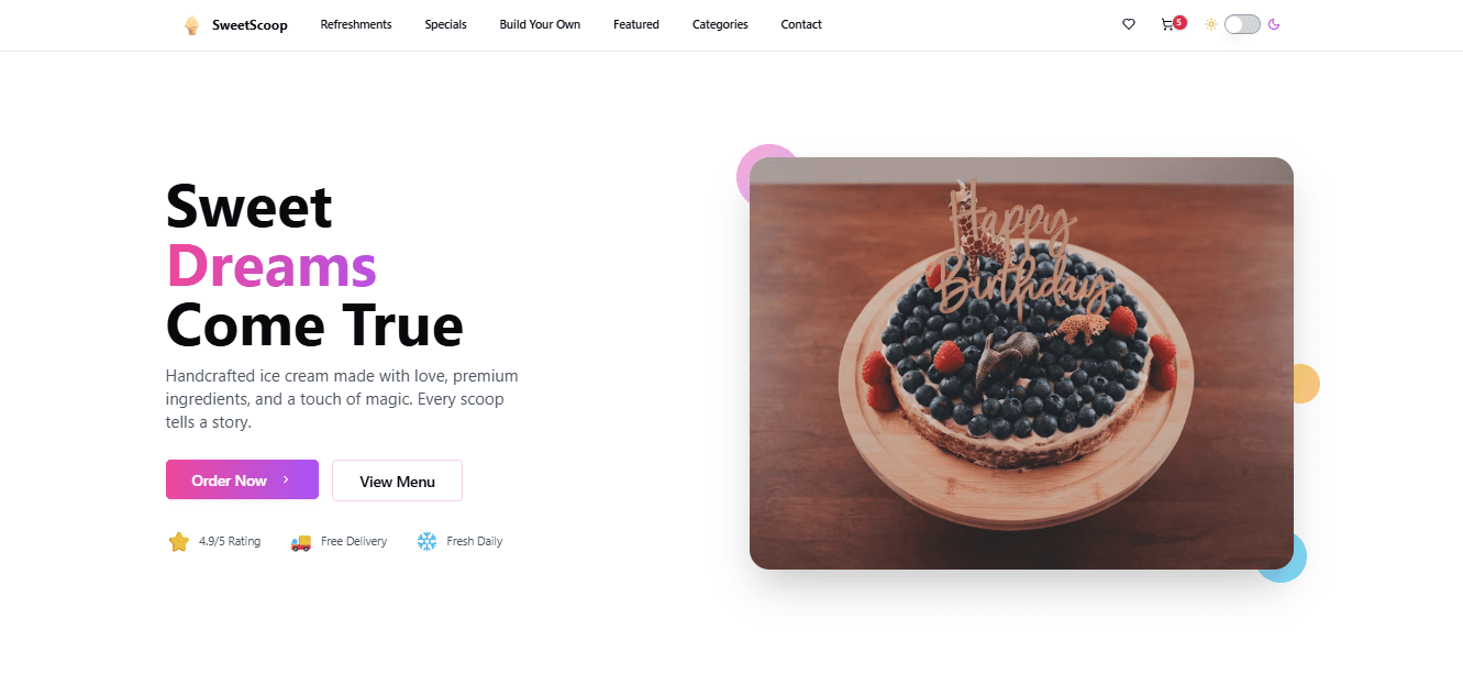 SweetScoop Ice Cream Shop - Custom web development project by AppsShowroom Scotland