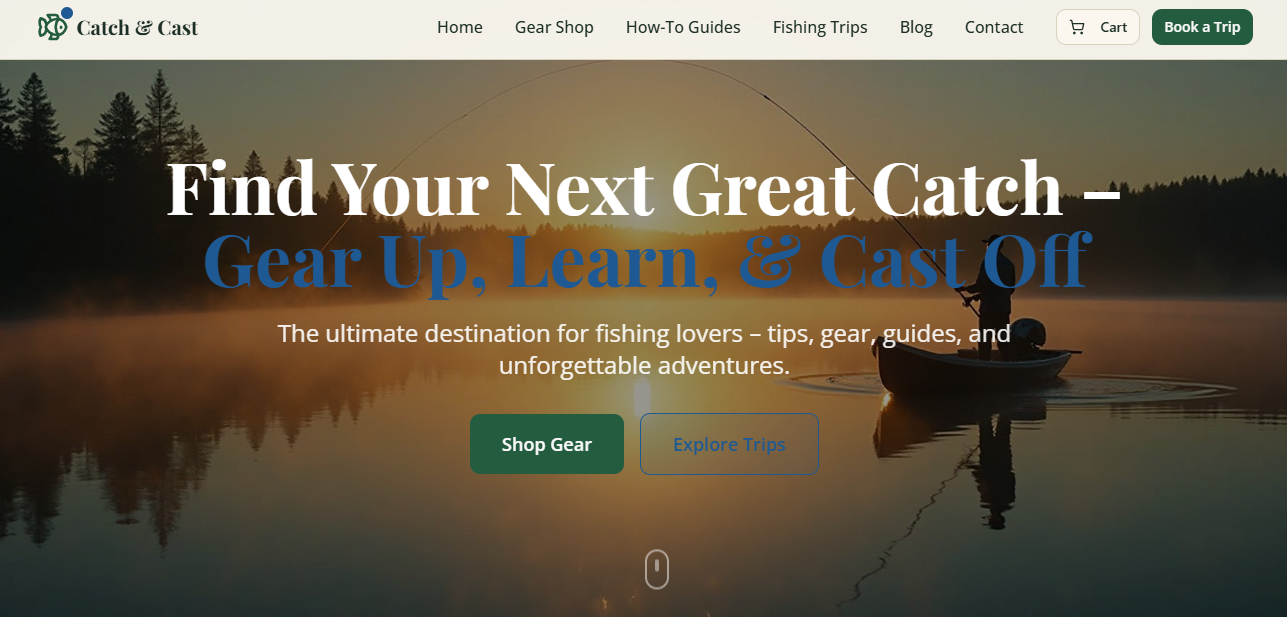 Vista previa de la plantilla de sitio web económico Catch Fish Pro - Sitio web de empresa de pesca y pesca deportiva