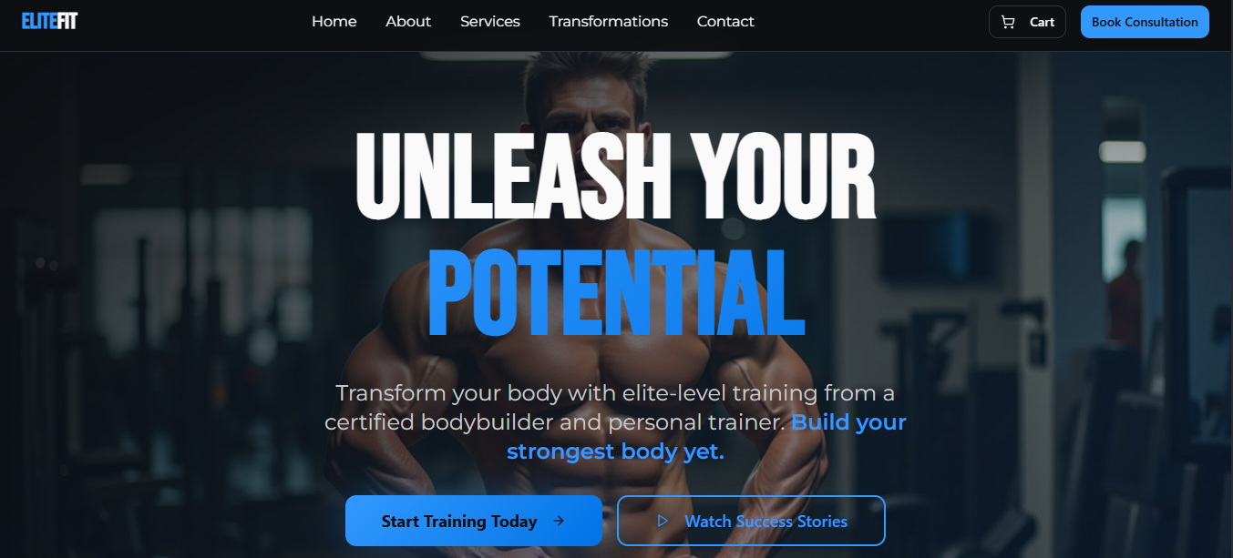 Vista previa de la plantilla de sitio web económico Fitness Elite - Perfecto para empresas de fitness y entrenadores personales